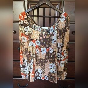 NWOT, FSL Apparel, Floral Patchwork Blouse, Sz.M